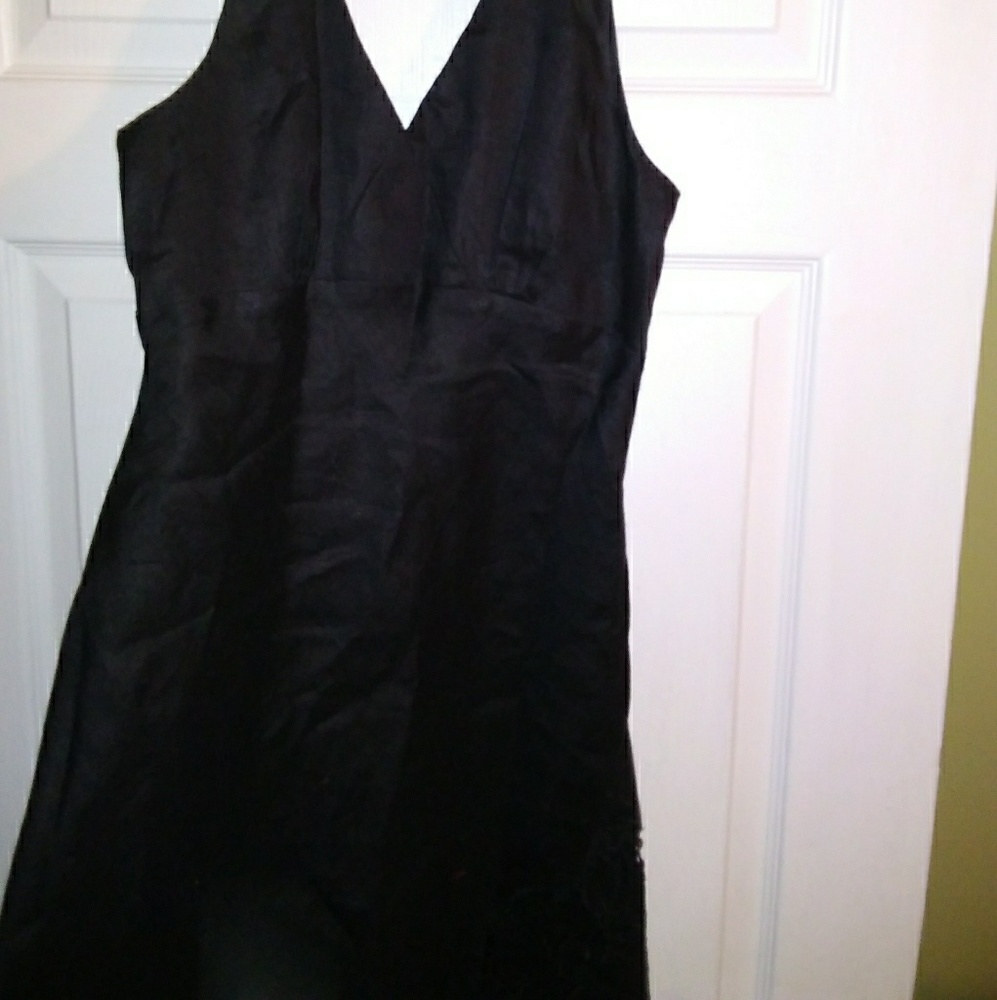 Black maxi dress Linen /lined sleevless